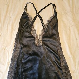 Lace Victorias Secret Black Satin Negligee Small Babydoll